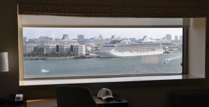 Many of the Intercontinental Miami hotel's guestroom window show views of the port. Courtesy of the hotel.