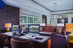 The lobby tech lounge at the Grand Hyatt Tampa Bay.