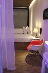 The citizenM in New York's Time Square area offers smaller rooms but plenty of public living space. Photo by Barb DeLollis.