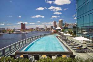 The pool at the Four Seasons Baltimore overlooks the city's Inner Harbor. Photo courtesy of the hotel.