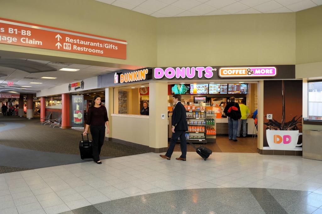 Customers' No. 1 demand at Blue Grass Airport? Branded coffee. Dunkin Donuts opened last year. Photo courtesy of Blue Grass Airport.