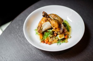 Farm roasted chicken at the Back Room at One57 by Daniel Krieger courtesy of the restaurant. 