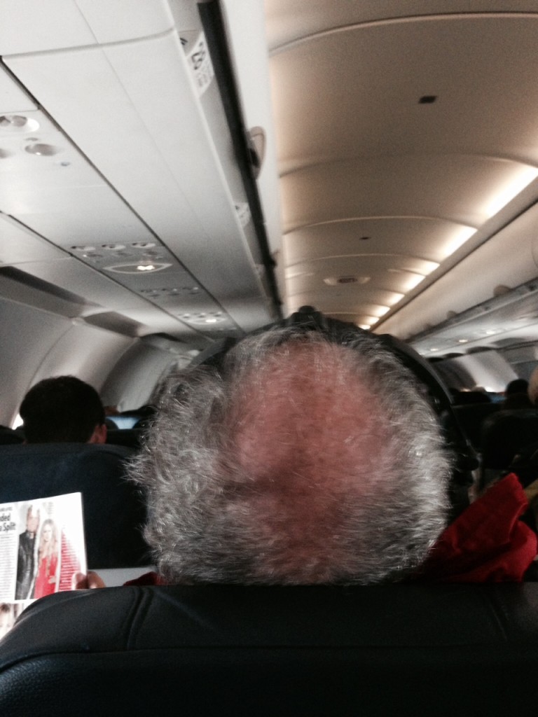 My unfortunate view on a recent flight. Photo by Barb DeLollis.