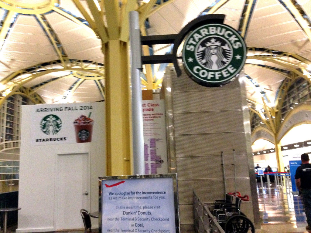 A Starbucks under construction at DCA. Travel Update photo by Barb DeLollis.