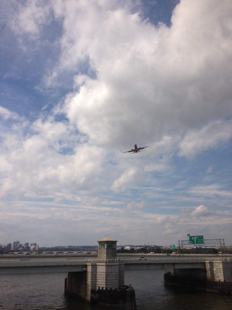 A Southwest flight prepares to land at DCA - about 40 minutes from BWI - this week. Photo by Barb DeLollis.