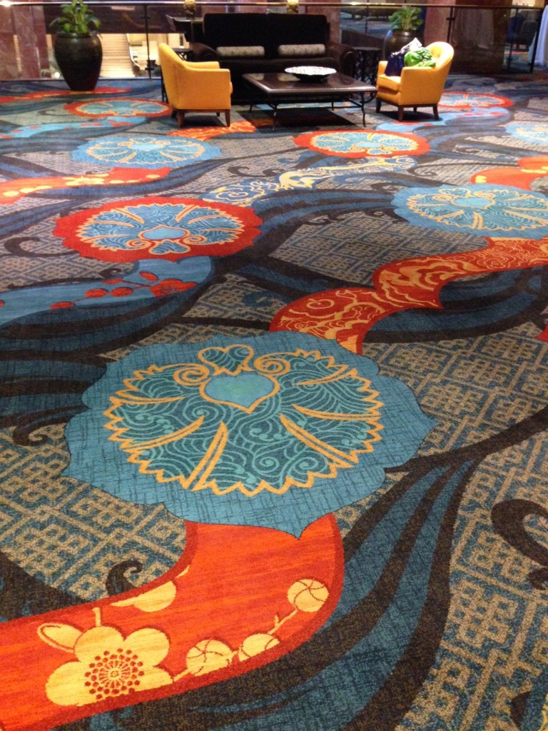 Carpeting in the 1,600+ room Hilton Anatole hotel in Dallas. Travel Update photo by Barb DeLollis.
