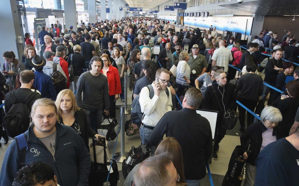 CHICAGO, IL - MAY 16: Passengers at O'Hare International Airport wait in line to be screened (Photo by Scott Olson/Getty Images)