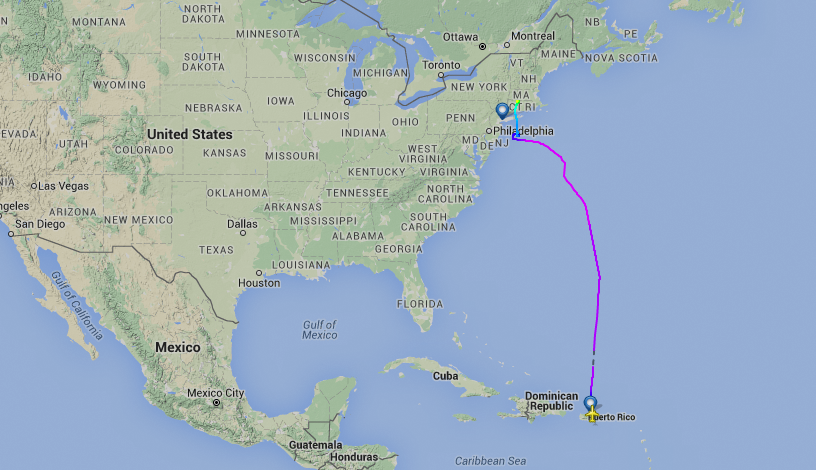 AA1357 SJU-BDL-JFK (FlightRadar24)