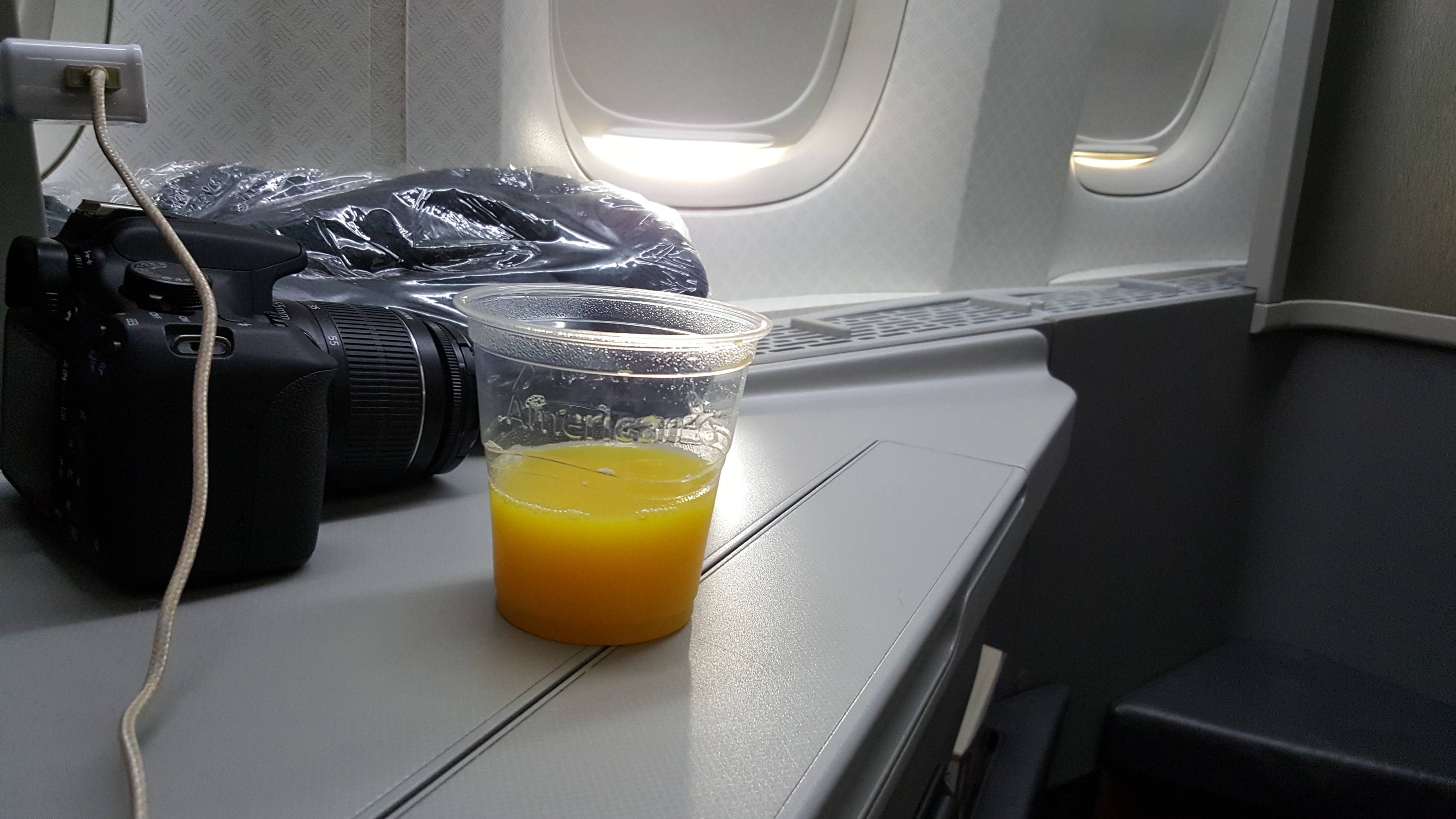 American Airlines Retrofit 777 Pre-Flight Orange Juice