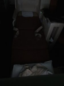 Fully Flat Seat (Pardon the lighting, my father was asleep)