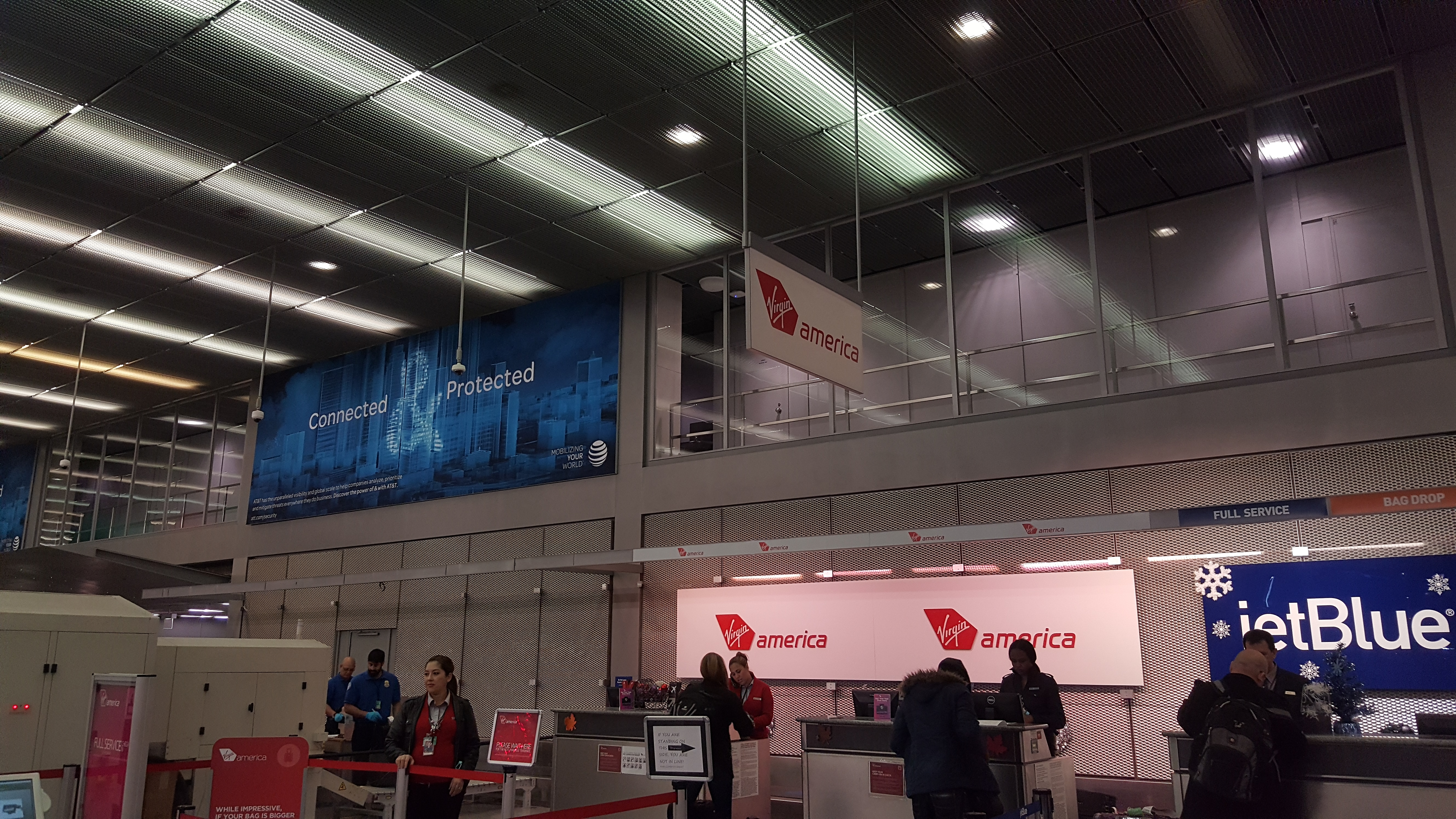 Virgin America First Class Check-In at ORD