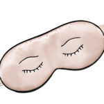 a pink eye mask with black outline