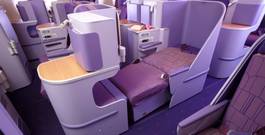Thai 777-300er business class seat. Image from Thai Airways' website.