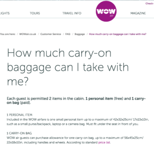 WOW Air Baggage Policy