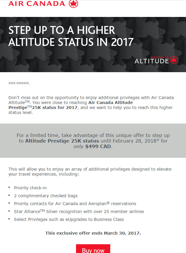 Buy Air Canada status