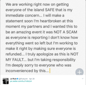 Ja Rule's Statement. If you have to say it's not a scam, in caps, it's probably a scam.