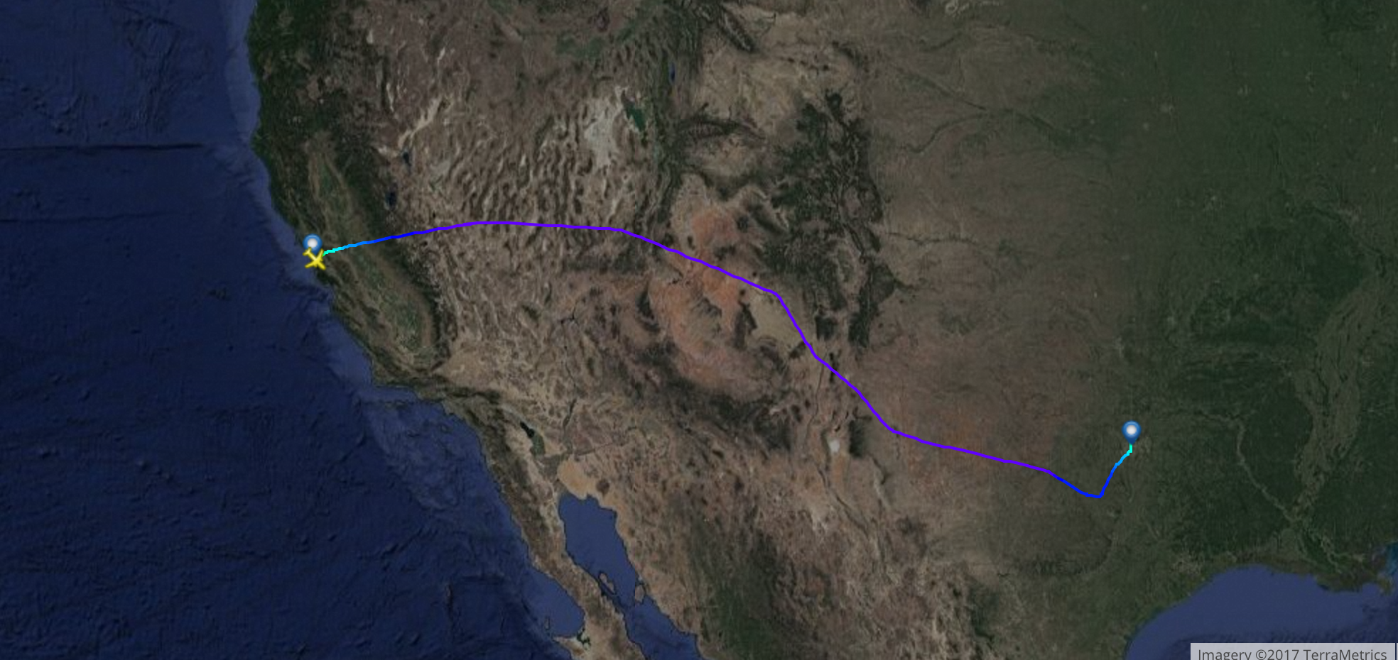American Airlines flight 591 from San Francisco to Dallas (Image: FlightRadar24)