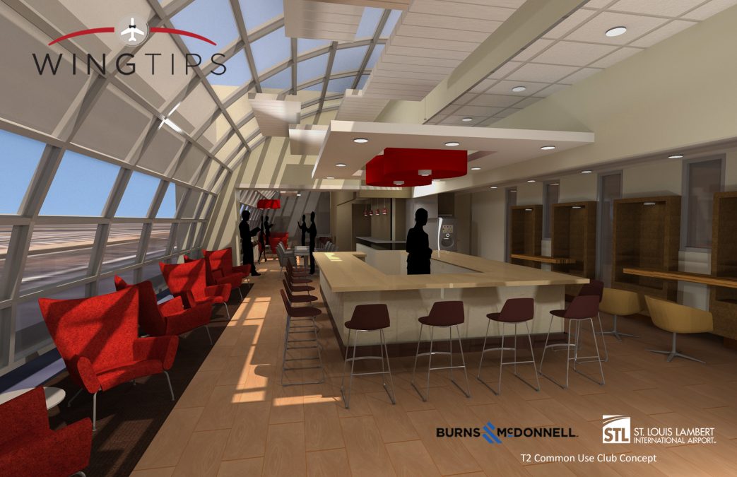 St. Louis Airport Wingtips Lounge (Image: St. Louis-Lambert Airport and Burns and McDonnell)