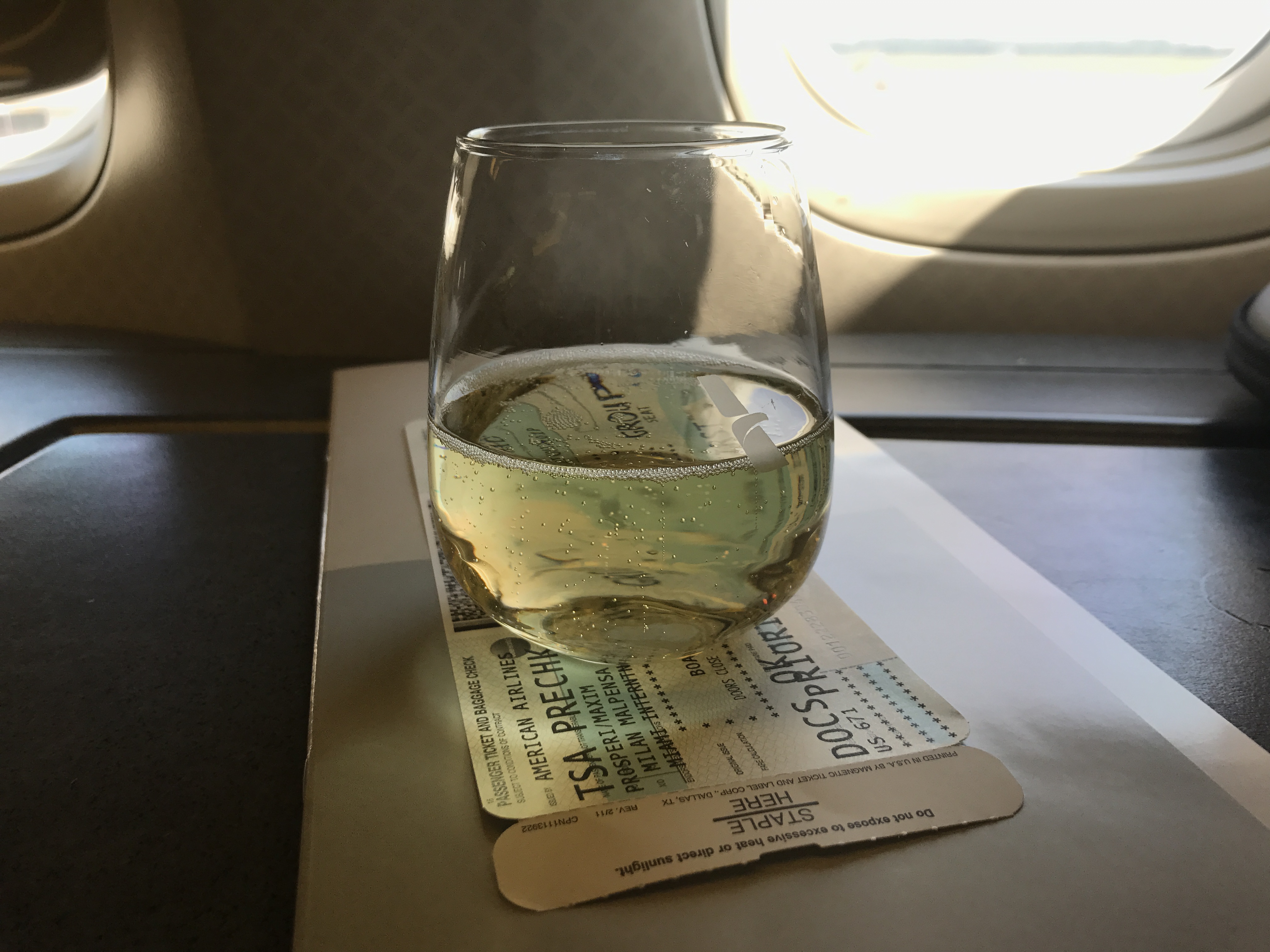 American airlines International First Class Champagne