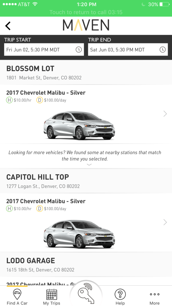screenshot of a car with prices on it