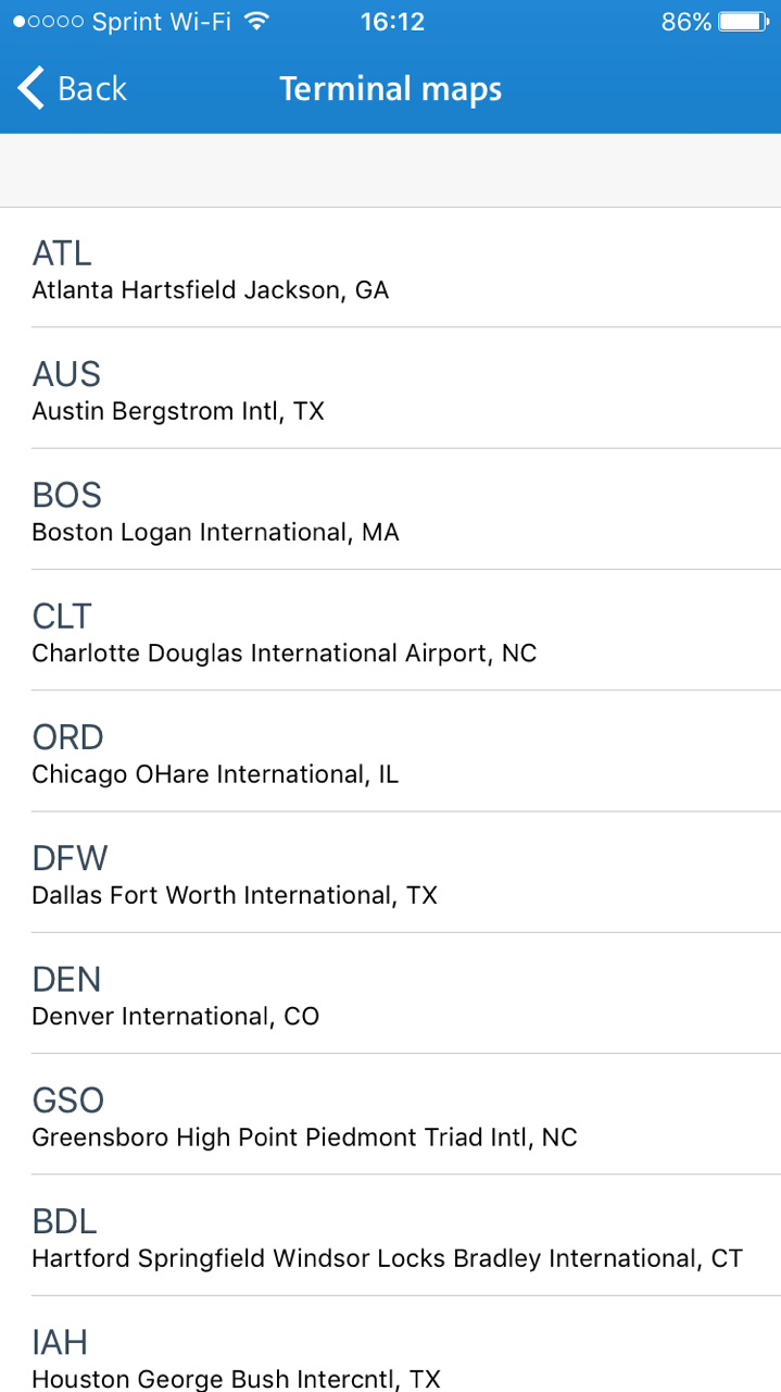 American Airlines Mobile App List of Airports