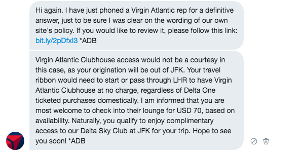 Delta Confirming the $70 Access Policy