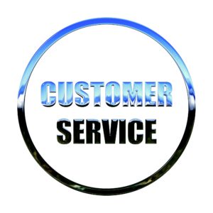 a close-up of a customer service sign