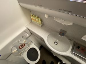 a sink and toilet in a plane